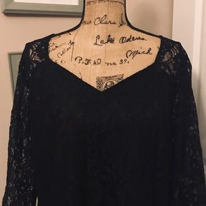 Worn once. Black Lace Dress. Sweetheart neckline.